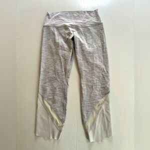 LULULEMON Gray Stripe Cropped LEGGINGS 10